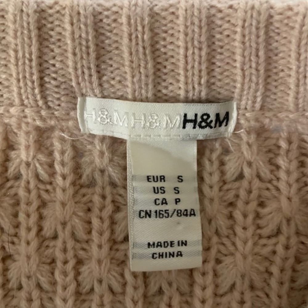 H&M Wool Blend Zip Cardigan S Blush Pink Preppy Soft Girl Vanilla Girl Pockets - Picture 4 of 7